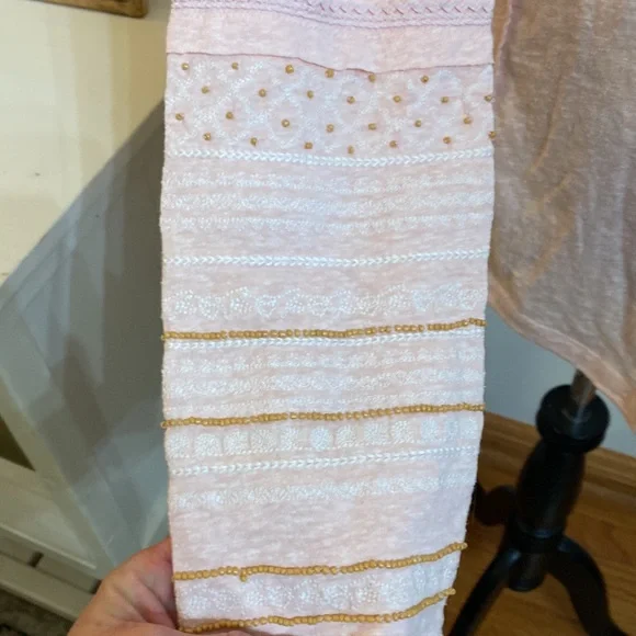 BEING DELETED Sundance Pink Embroidered Beaded Long Sleeve Bohemian Lace Blouse - Picture 3 of 6